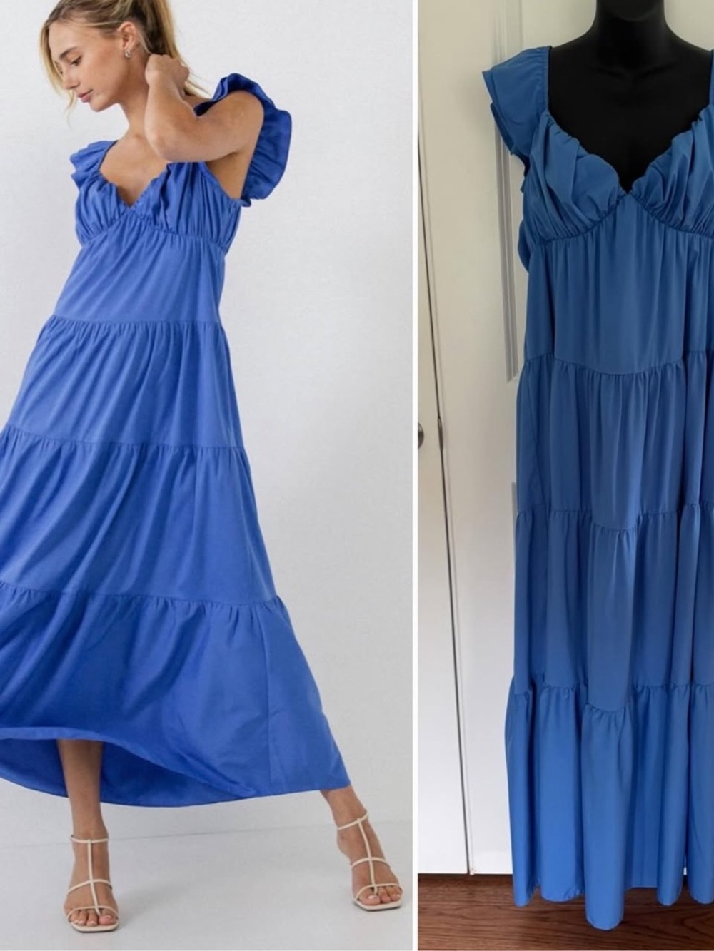 Free the Roses Ruffle Sleeve Maxi Dress
